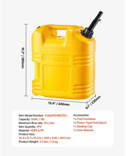 VEVOR Kuro talpa, 19 l, su snapeliu ir aiškia skale, 15 l/min, geltona