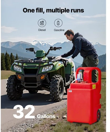VEVOR Kuro talpa, 32 gal., nešiojama kuro talpa su 12 V DC 2,5 GPM elektriniu kuro siurbliu