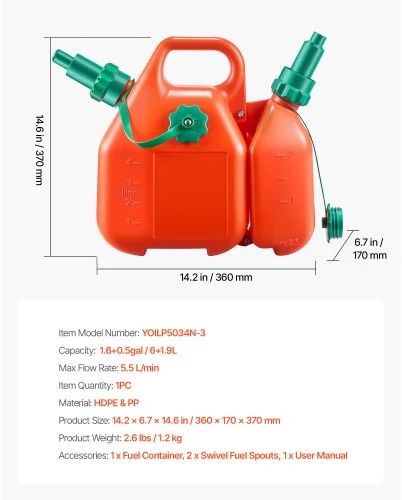 VEVOR Kuro talpa, 6 l, su snapeliu ir 1,9 l papildoma alyvos talpa