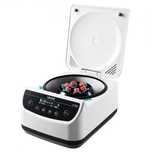 Koduva VEVOR laboratorinė centrifuga, 100–2100 xg RCF, 500–4000 aps./min, 1 rotorius, 2/5/10/15/50 ml