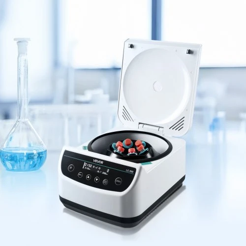 Koduva VEVOR laboratorinė centrifuga, 100–2100 xg RCF, 500–4000 aps./min, 1 rotorius, 2/5/10/15/50 ml