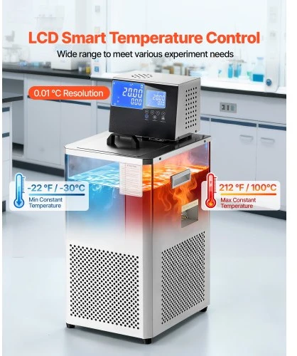 Koduva VEVOR laboratorinis aušintuvas-cirkuliatorius, -30 ℃–100 ℃, 6 l, vidinė ir išorinė dviguba cirkuliacija