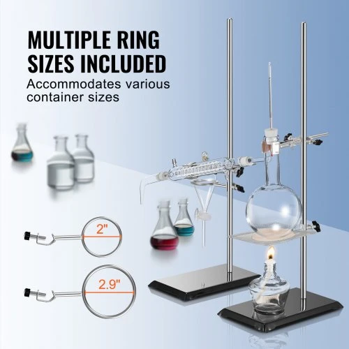 Koduva VEVOR laboratorinis stovas, 2 komplektai, plieno 59,9 cm strypas, ketaus pagrindas 21,1 x 13,5 cm