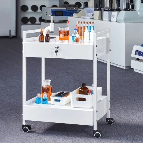 Koduva VEVOR laboratorinis vežimėlis, 2 lentynos, su 2 stalčiais