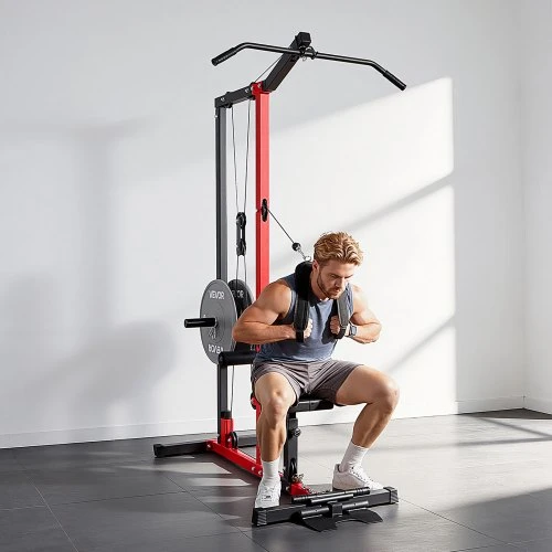 VEVOR Lat traukos treniruoklis 3-in-1 row cable machine, juodas
