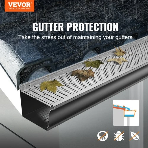 Koduva VEVOR latako apsauga, 152 mm, aliuminio lapų filtras, 52 vnt., 528 cm, 4 mm skylės, 0,5 mm storio
