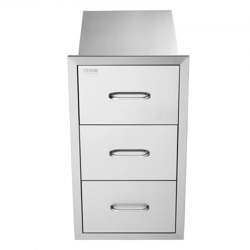 Koduva VEVOR lauko virtuvės stalčiai, 16″ pločio, 28,5″ aukščio, 20,5″ gylio, įleidžiami, 3 stalčių, nerūdijantis plienas