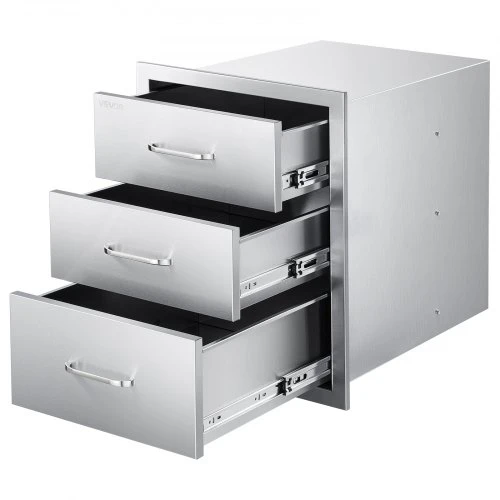Koduva VEVOR lauko virtuvės stalčiai, 18,11" W x 23,23" D x 23,23" H, nerūdijančio plieno BBQ stalčiai su rankenomis, triguba prieiga