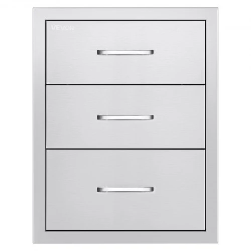 Koduva VEVOR lauko virtuvės stalčiai, 18,11" W x 23,23" D x 23,23" H, nerūdijančio plieno BBQ stalčiai su rankenomis, triguba prieiga