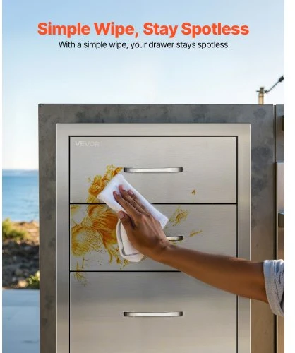 Koduva VEVOR lauko virtuvės stalčiai, 18,11" W x 23,23" D x 23,23" H, nerūdijančio plieno BBQ stalčiai su rankenomis, triguba prieiga