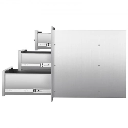 Koduva VEVOR lauko virtuvės stalčiai, 18,11" W x 23,23" D x 23,23" H, nerūdijančio plieno BBQ stalčiai su rankenomis, triguba prieiga