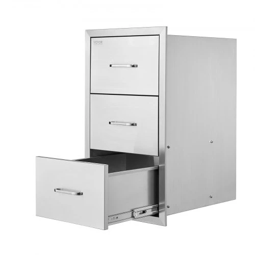 Koduva VEVOR lauko virtuvės stalčiai, 18,5" x 22,5" x 22,5", 3 stalčių, nerūdijančio plieno įleidžiama spintelė
