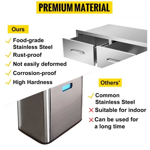 Koduva VEVOR lauko virtuvės stalčiai, 30" W x 10" H x 20" D, horizontalūs dvigubi BBQ stalčiai su rankena
