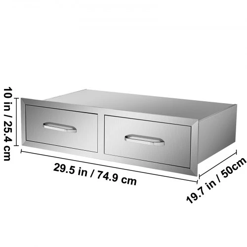 Koduva VEVOR lauko virtuvės stalčiai, 30" W x 10" H x 20" D, horizontalūs dvigubi BBQ stalčiai su rankena
