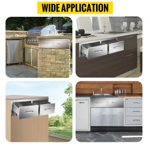 Koduva VEVOR lauko virtuvės stalčiai, 30" W x 10" H x 20" D, horizontalūs dvigubi BBQ stalčiai su rankena