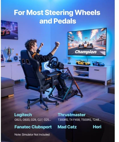 VEVOR Lenktynių vairo stovas, reguliuojamas ir sulankstomas, Logitech ir Thrustmaster suderinamumas