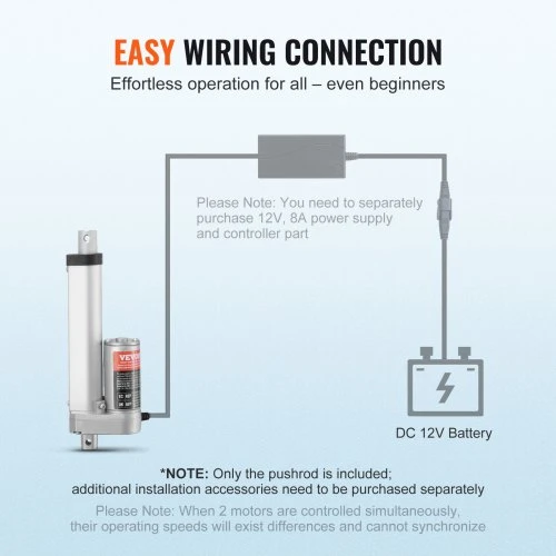VEVOR Linijinis aktuatorius 12 V, 10 cm eiga, 1500 N, 5 mm/s, IP54