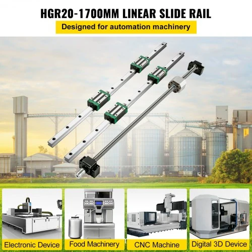 VEVOR Linijinis kreipiamasis bėgis HGR20-1700 mm, 2 vnt., su RM1605-1700 mm rutuliniu sraigtu ir BF12/BK12 rinkiniu