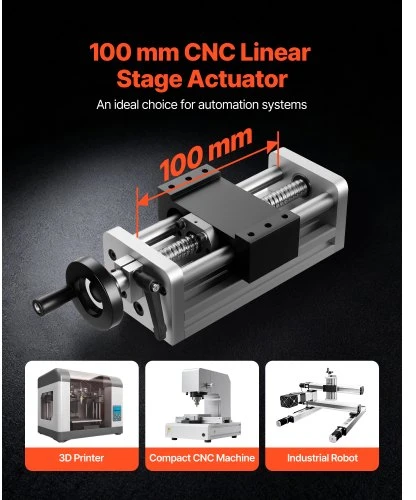 Koduva VEVOR linijinis stalas, 100 mm eiga, rutulinis sraigtas, C7, rankinis ratukas