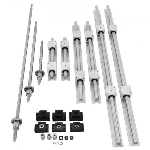 VEVOR Linijinių kreiptuvų bėgių CNC rinkinys SBR20 su 3 RM1605 rutuliniais sraigtais 350/650/1050 mm ir BK/BF12