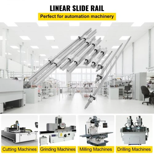 VEVOR Linijinių kreiptuvų bėgių CNC rinkinys SBR20 su 3 RM1605 rutuliniais sraigtais 350/650/1050 mm ir BK/BF12