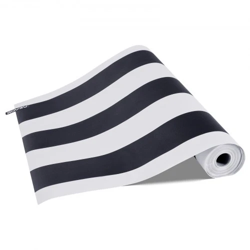 VEVOR Lipni sienų plėvelė, 45 cm x 15 m, juoda ir balta, modernus geometrinis raštas