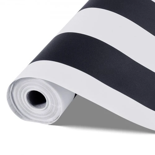 VEVOR Lipni sienų plėvelė, 45 cm x 15 m, juoda ir balta, modernus geometrinis raštas