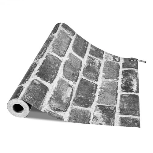 VEVOR Lipni tapetai, pilka plytų rašto, 45 cm x 10 m
