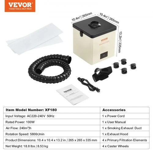 Koduva VEVOR litavimo dūmų ištraukėjas, 100 W, 3 pakopų filtrai, 240 m³/h