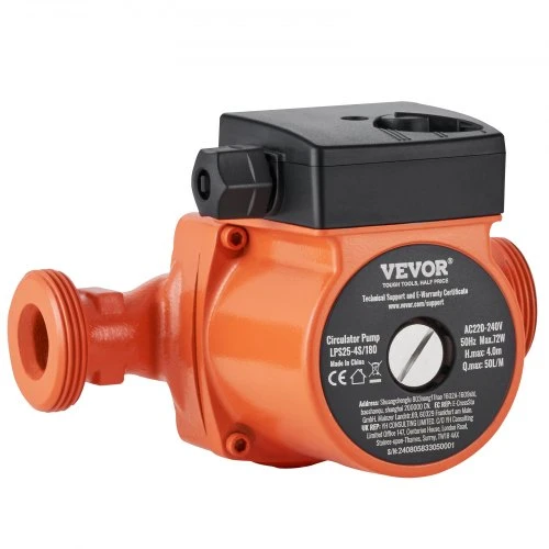 VEVOR LPS25-4S-180 karšto vandens recirkuliacinis siurblys, 220V, 72W, 50 l/min