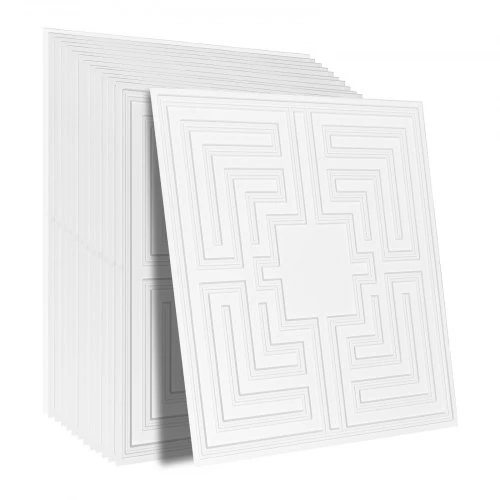 VEVOR Lubų plytelės, 12 vnt., 24 x 24 in, balta Echo rašto PVC plokštė