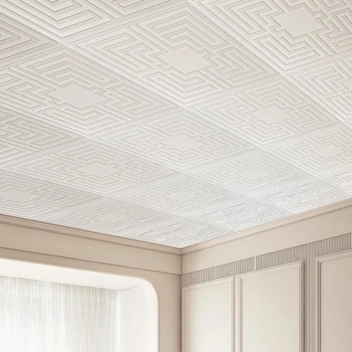 VEVOR Lubų plytelės, 12 vnt., 24 x 24 in, balta Echo rašto PVC plokštė