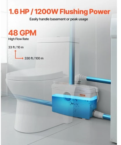 VEVOR Macerator pump, 1200 W, 180 l/min, 10 m, FLO1200