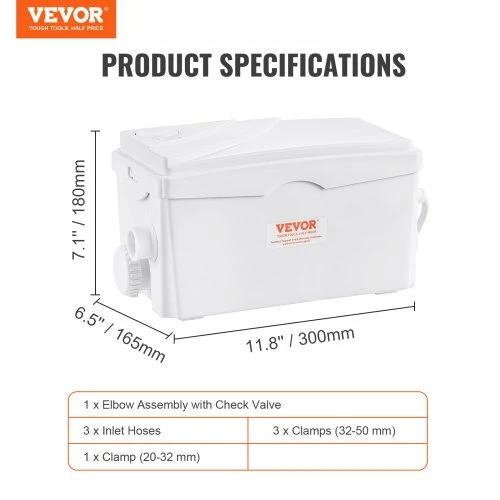 VEVOR Macerator pump FLO300, 350 W, 6000 l/h, 7 m