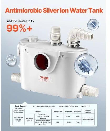 VEVOR Macerator siurblys FLO500-BE, 500 W, 110 l/min, 8 m pakėlimo aukštis