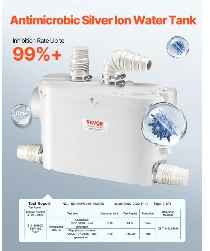 VEVOR Maceratorinis siurblys FLO500, 500 W, 6600 l/h, 8 m kėlimo aukštis