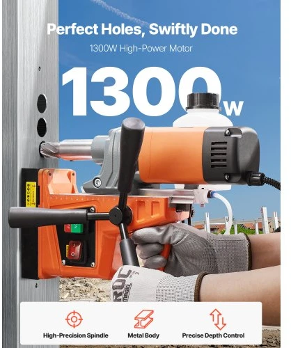 Koduva VEVOR magnetinė gręžimo mašina, 1300 W, 13000 N, 810 aps./min., 27 x 12 x 36 cm