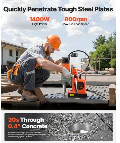 Koduva VEVOR magnetinė gręžimo staklė 1350 W, 50 mm, 12500 N, 0–800 aps./min, 8850E