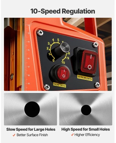 Koduva VEVOR magnetinė gręžimo staklė 1350 W, 50 mm, 12500 N, 0–800 aps./min, 8850E
