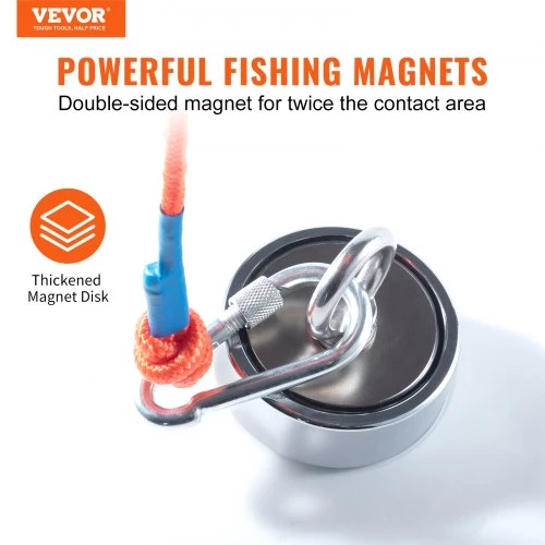 Koduva VEVOR magnetinės žvejybos rinkinys, dvipusiai magnetai, 544,3kg traukos jėga, 7,5 cm