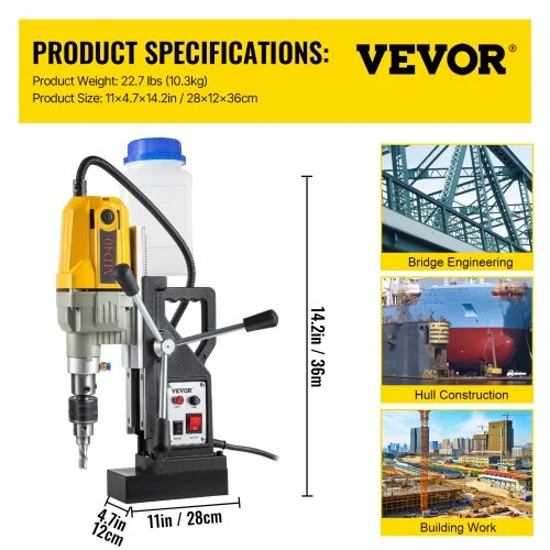 Koduva VEVOR magnetinis gręžtuvas, 1100 W, 4 cm, 7 grąžtai