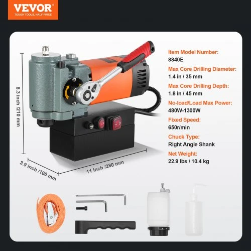 VEVOR Magnetinis gręžtuvas 1300 W, 35 mm, 8840E