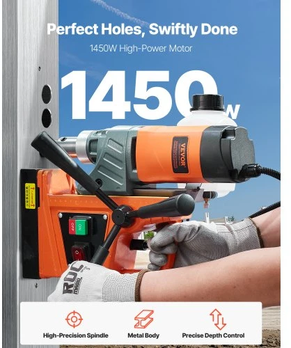 Koduva VEVOR magnetinis gręžtuvas, 1450 W, 11 korinių grąžtų rinkinys