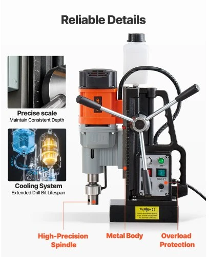 Koduva VEVOR magnetinis gręžtuvas, 1500 W, 60 mm, M3-M16, 0–600 aps./min, J1CD-60D