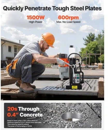 Koduva VEVOR magnetinis gręžtuvas, 1500 W, 60 mm, M3-M16, 0–600 aps./min, J1CD-60D