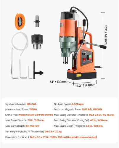Koduva VEVOR magnetinis gręžtuvas MD-50A, 1550 W, 50 mm