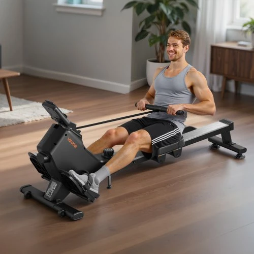 VEVOR Magnetinis irklavimo treniruoklis, 16 lygių, sulankstomas, Bluetooth programėlės suderinamumas, LCD ekranas, 158 kg