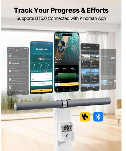 VEVOR Magnetinis irklavimo treniruoklis, 16 lygių, sulankstomas, 158 kg, Bluetooth APP, LCD ekranas