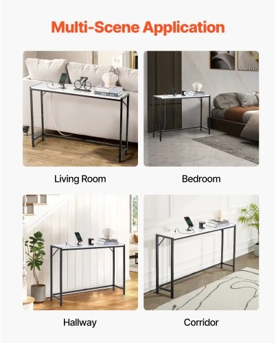 VEVOR Marmurinis konsolinis stalas, 110 x 23,9 x 74,2 cm, su maitinimo lizdu