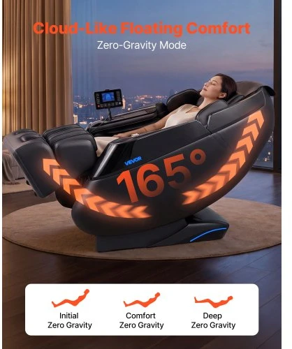 Sofa VEVOR Masažinė kėdė, 4D nulinės gravitacijos viso kūno, su pailginama pakoja, automatinėmis programomis ir Bluetooth garsiakalbiu